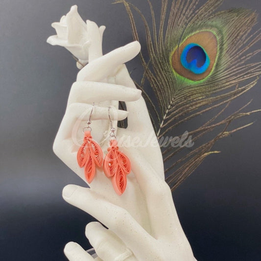 Three leaf Paper Quilling Earrings-QuiseJewels