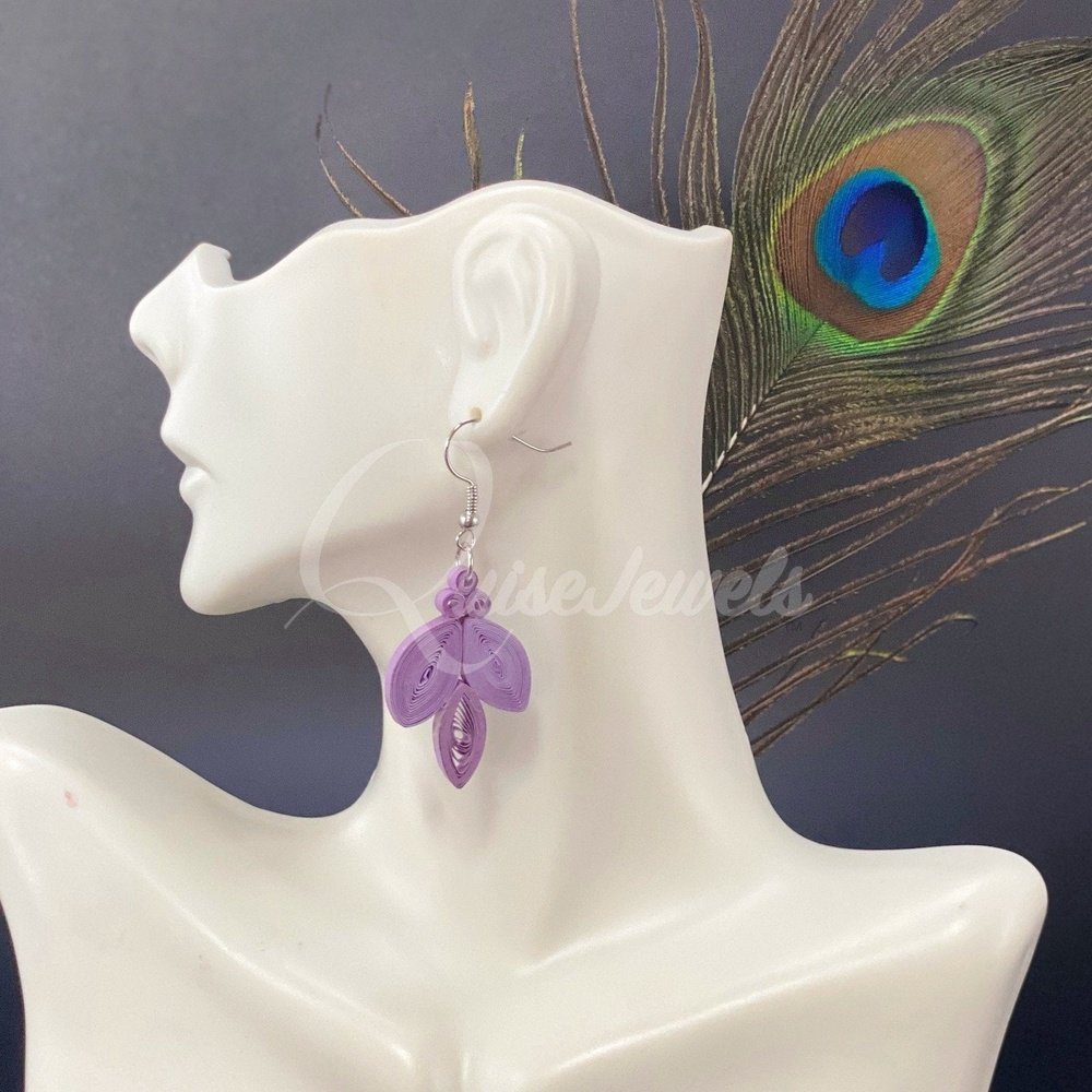 Three leaf Paper Quilling Earrings-QuiseJewels