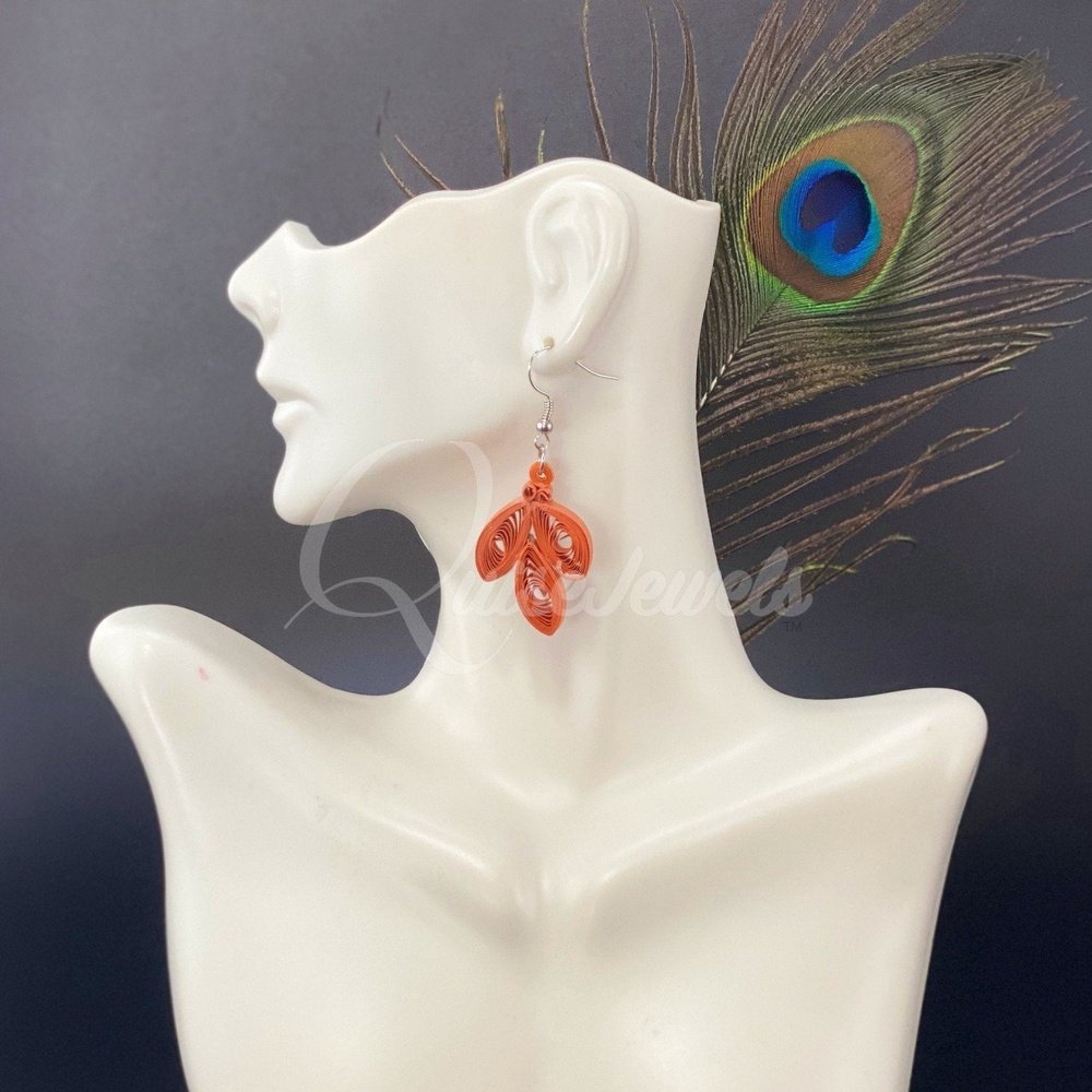 Three leaf Paper Quilling Earrings-QuiseJewels