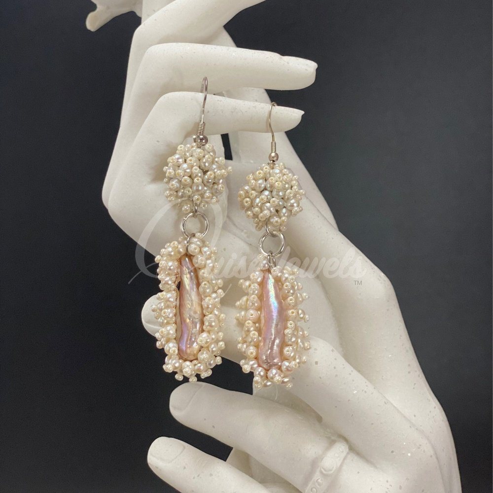 Victorian Style Bridal Pearl Earrings-QuiseJewels