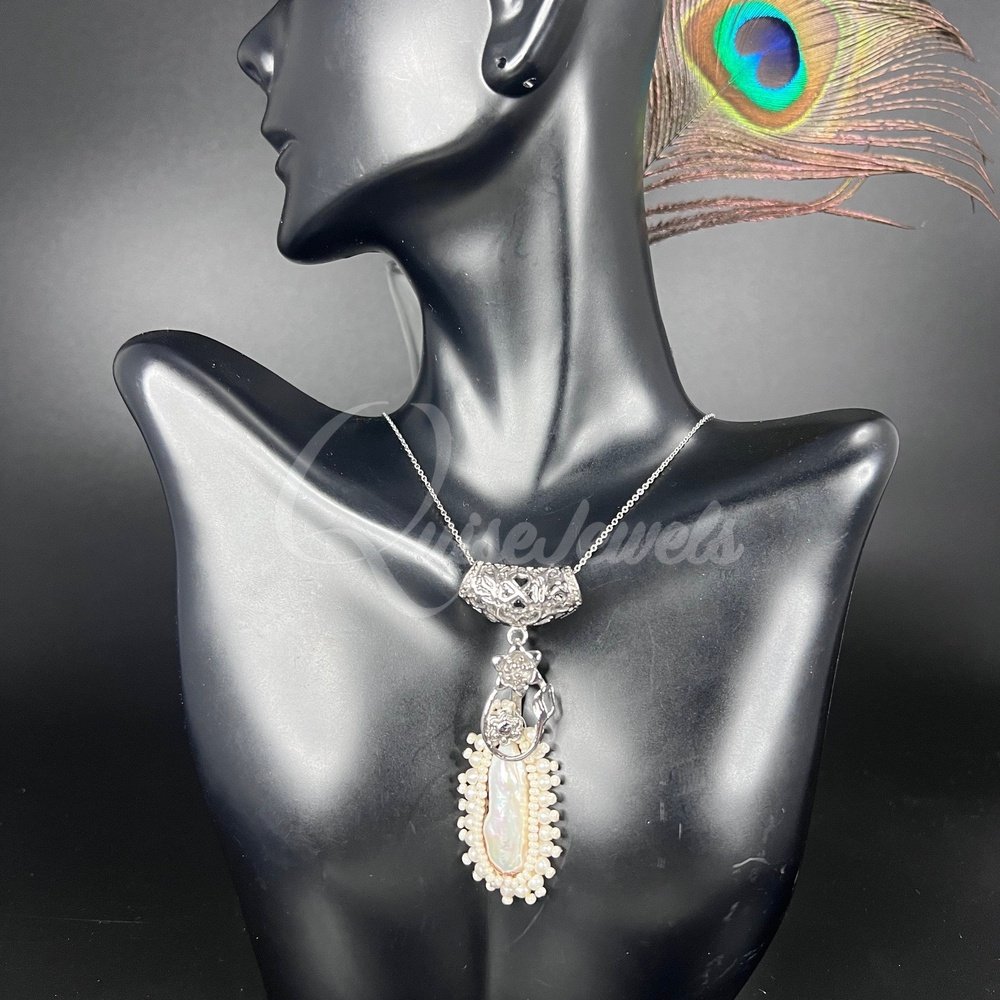 Victorian Style Bridal Single Pearl Pendant-QuiseJewels