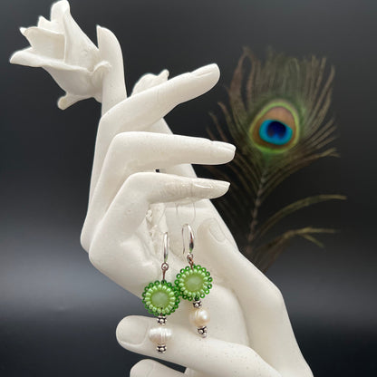 Beaded Crystal with Pearl Earrings