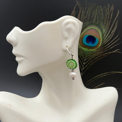 Beaded Crystal with Pearl Earrings