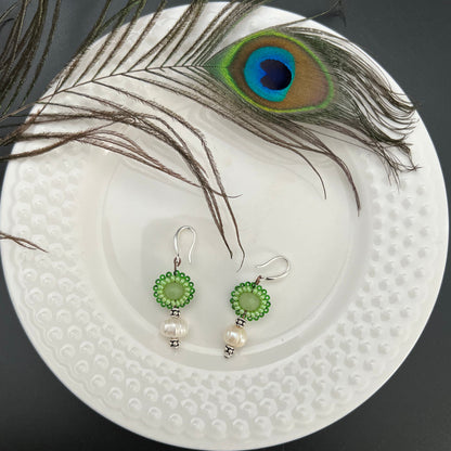 Beaded Crystal with Pearl Earrings