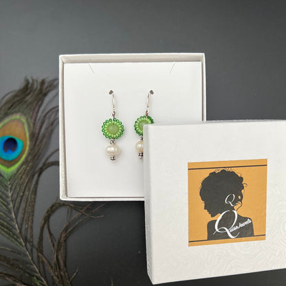 Beaded Crystal with Pearl Earrings