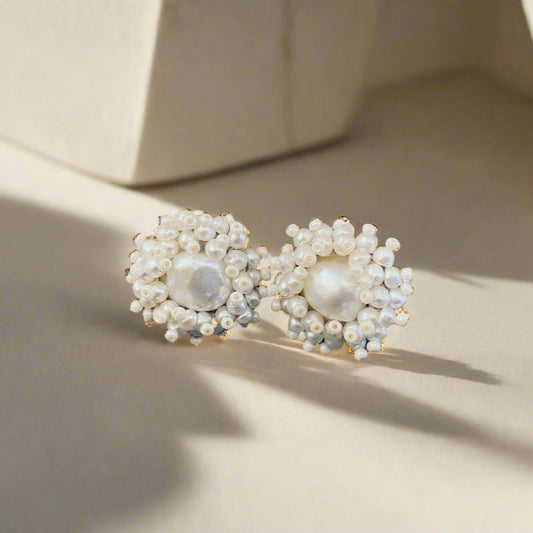 Beaded Seed Pearl Post earring