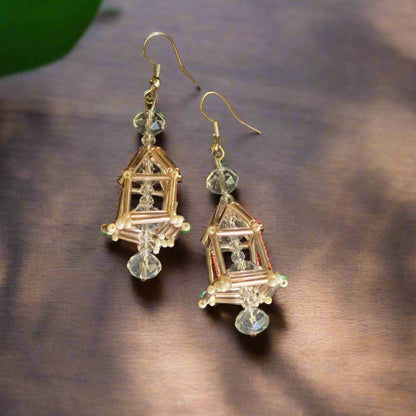 Hand-Beaded Himmeli earrings | 3D Cage- QuiseJewels