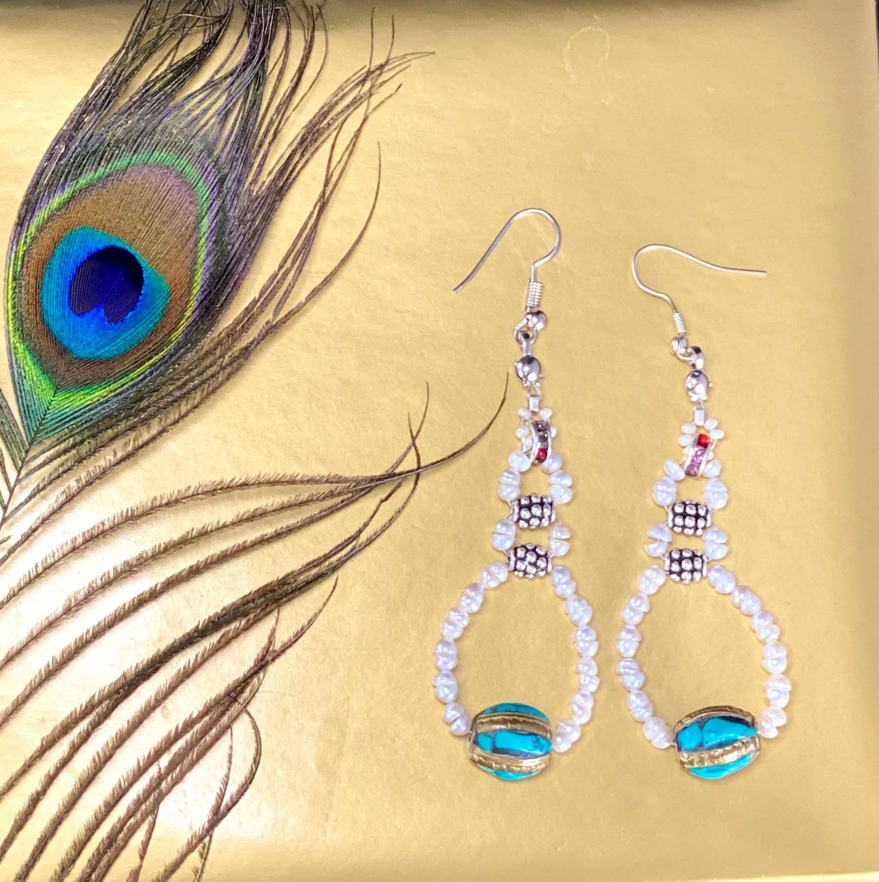 Seed Pearl Tibetan Earrings