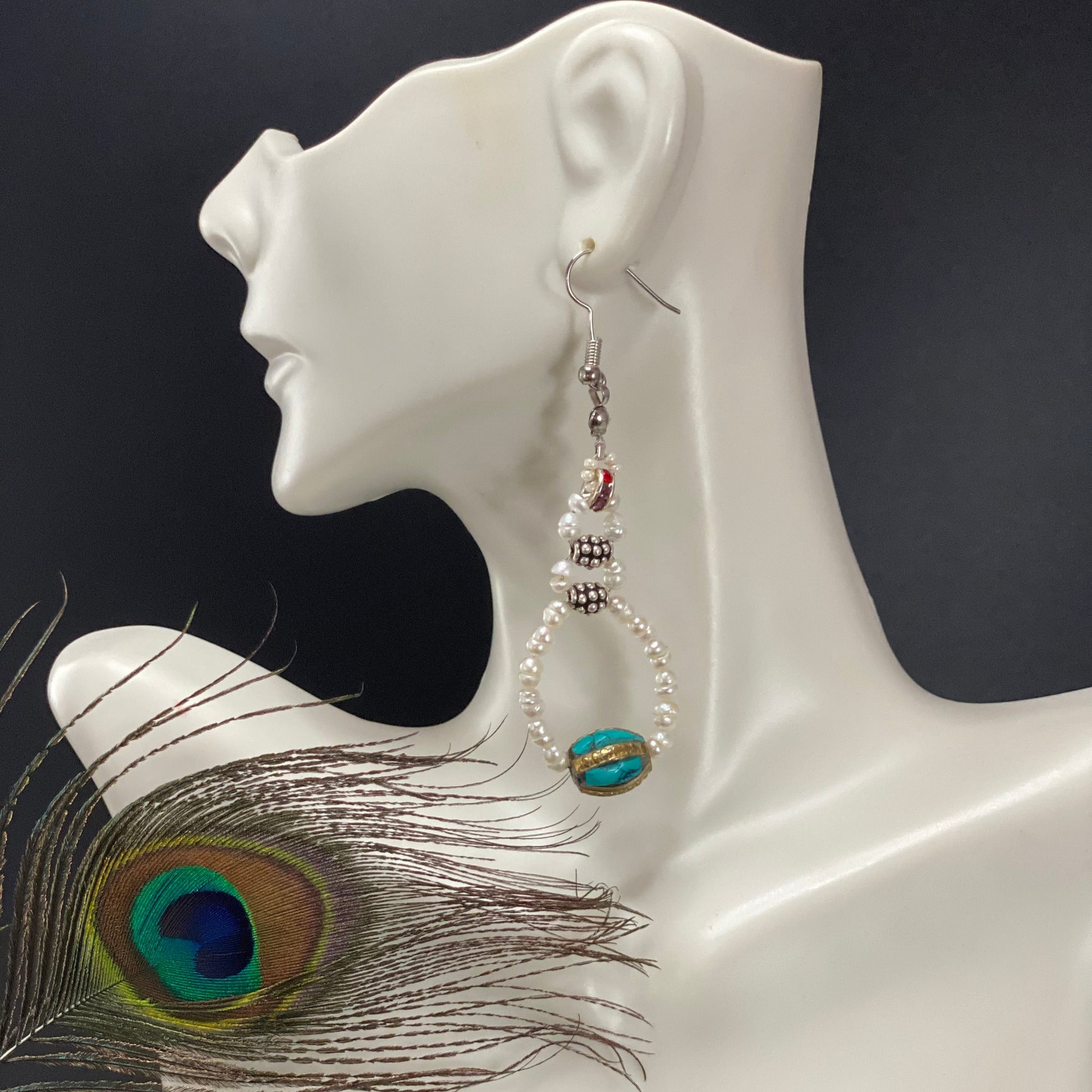 Seed Pearl Tibetan Earrings