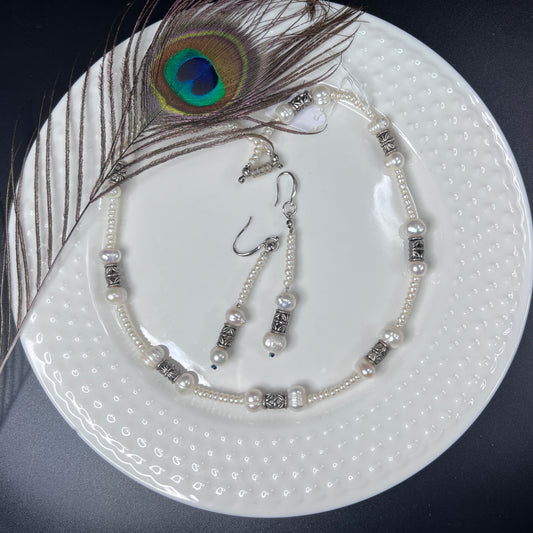 Seed Pearl and pewter Set