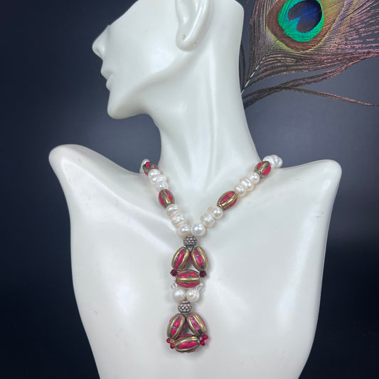 Tibetan and Pearl Necklace
