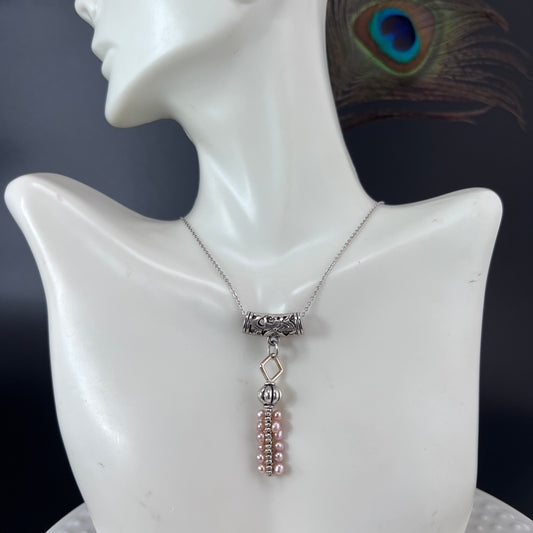 Seed Pearl and pewter Pendant