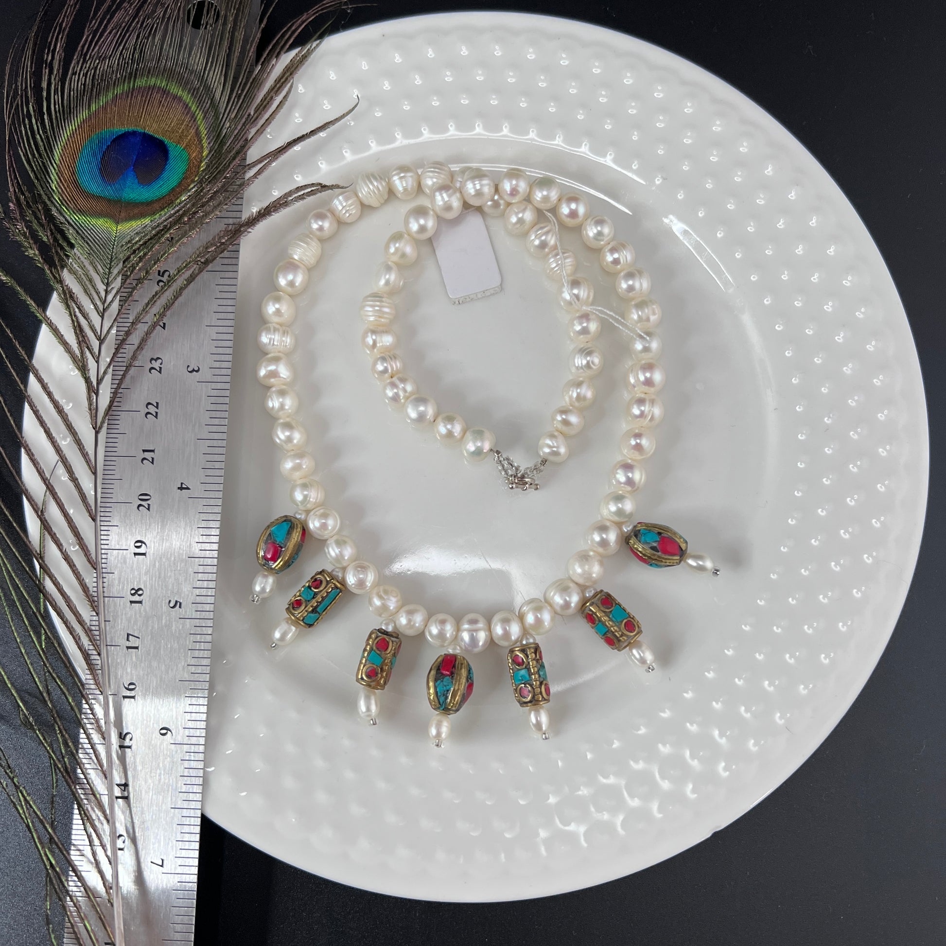 Tibetan and Pearl Necklace