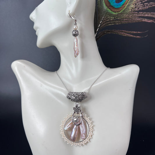 Victorian Style Bridal Triple Pearl set