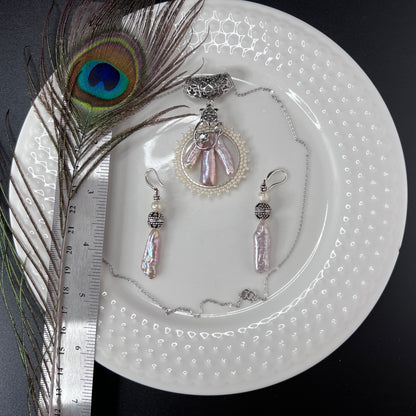 Victorian Style Bridal Triple Pearl set