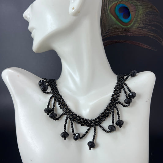Black Diva net necklace with intricate design