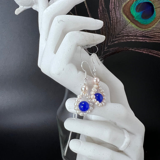 Pearl and Sapphire Earrings