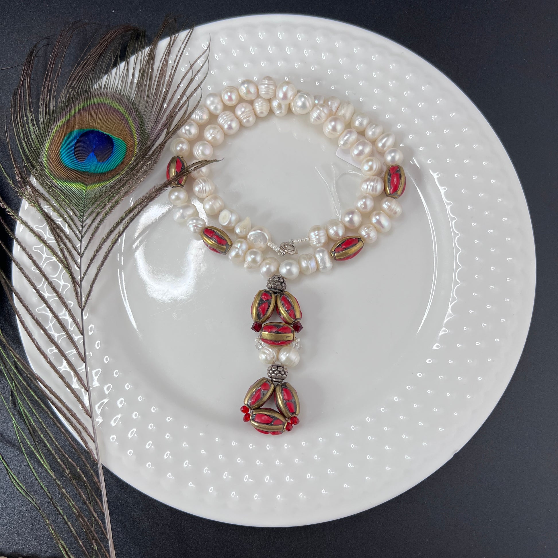 Tibetan and Pearl Necklace