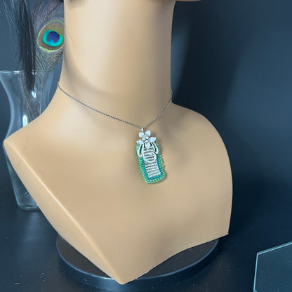 Rectangular Floral Earring and Pendant Set