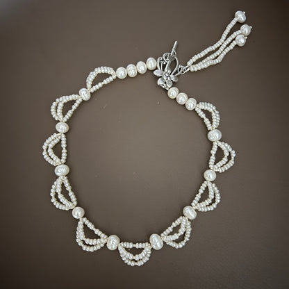 Frill Pearl Bridal with back Pendant Jewelry Set
