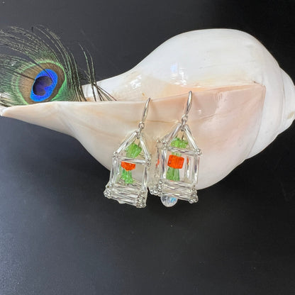 Hand-Beaded Himmeli earrings | 3D Cage- QuiseJewels