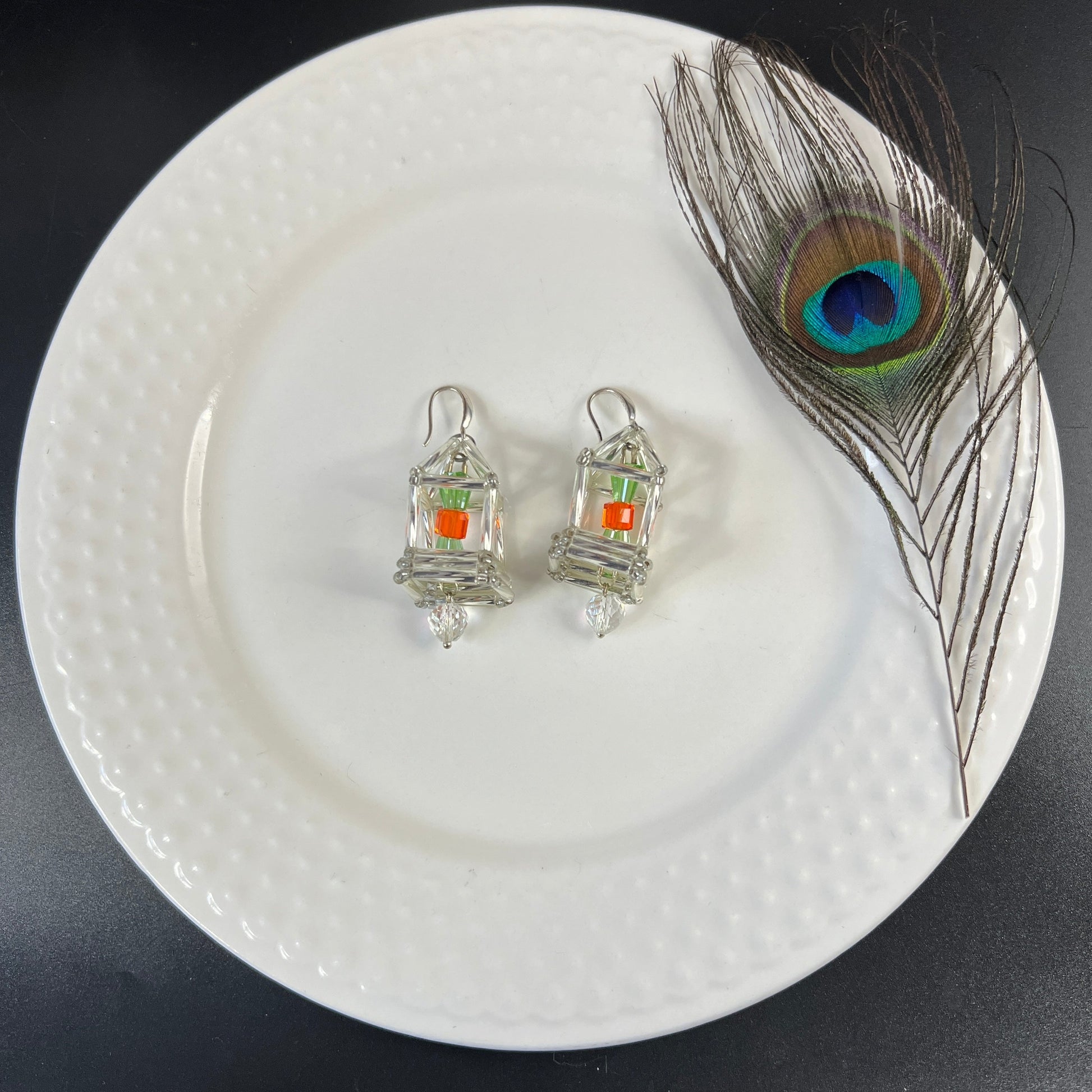 Hand-Beaded Himmeli earrings | 3D Cage- QuiseJewels