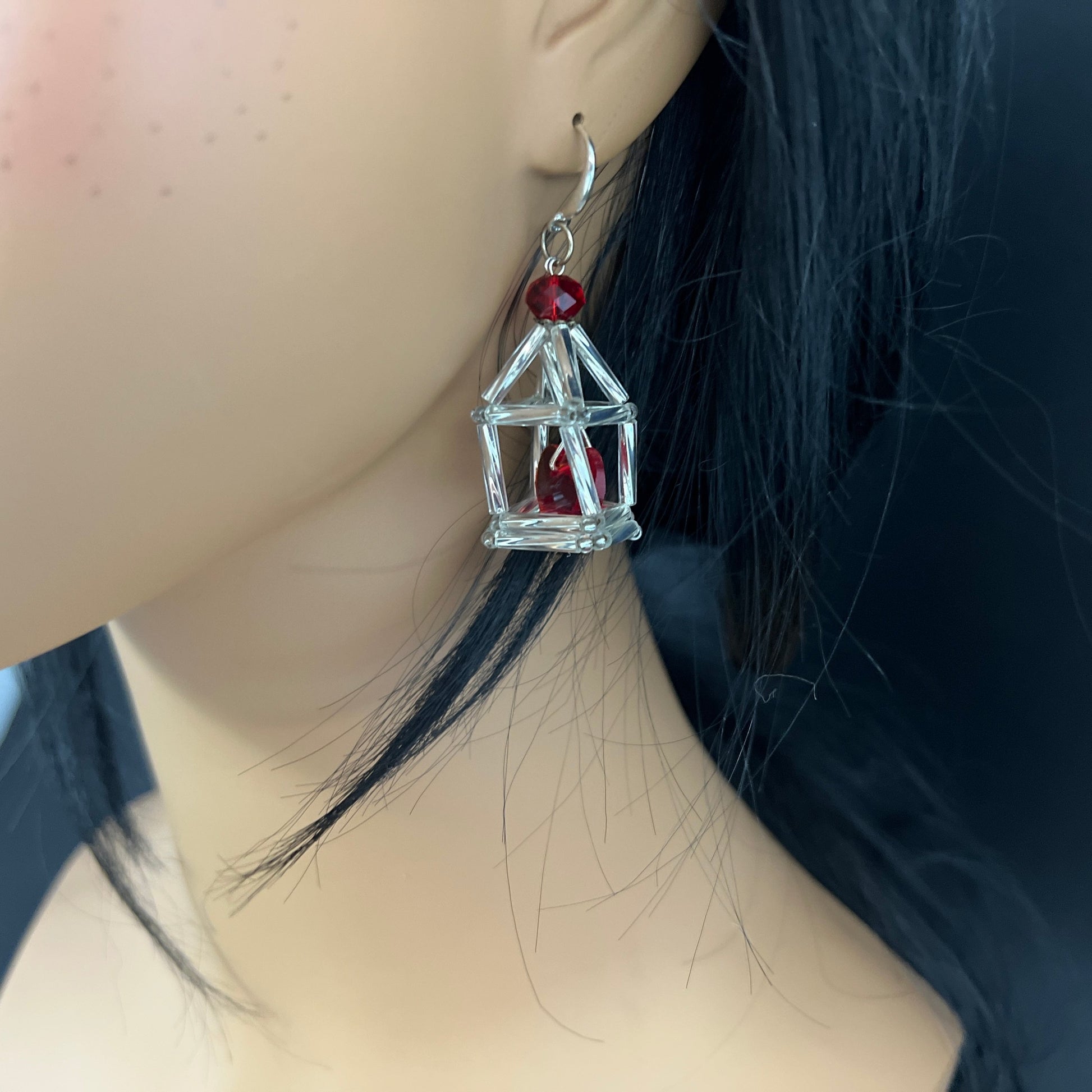 Hand-Beaded Himmeli earrings | 3D Cage- QuiseJewels