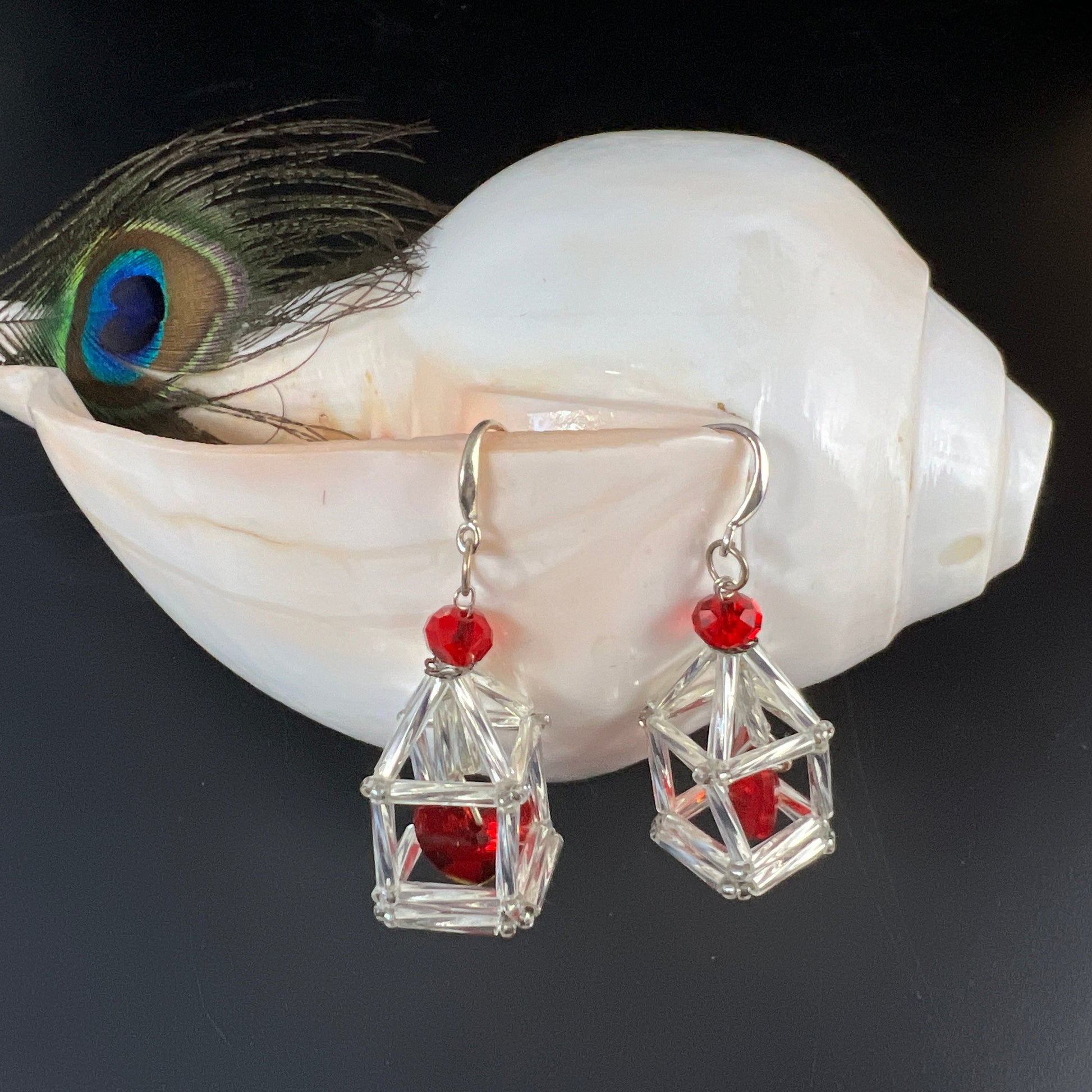 Hand-Beaded Himmeli earrings | 3D Cage- QuiseJewels