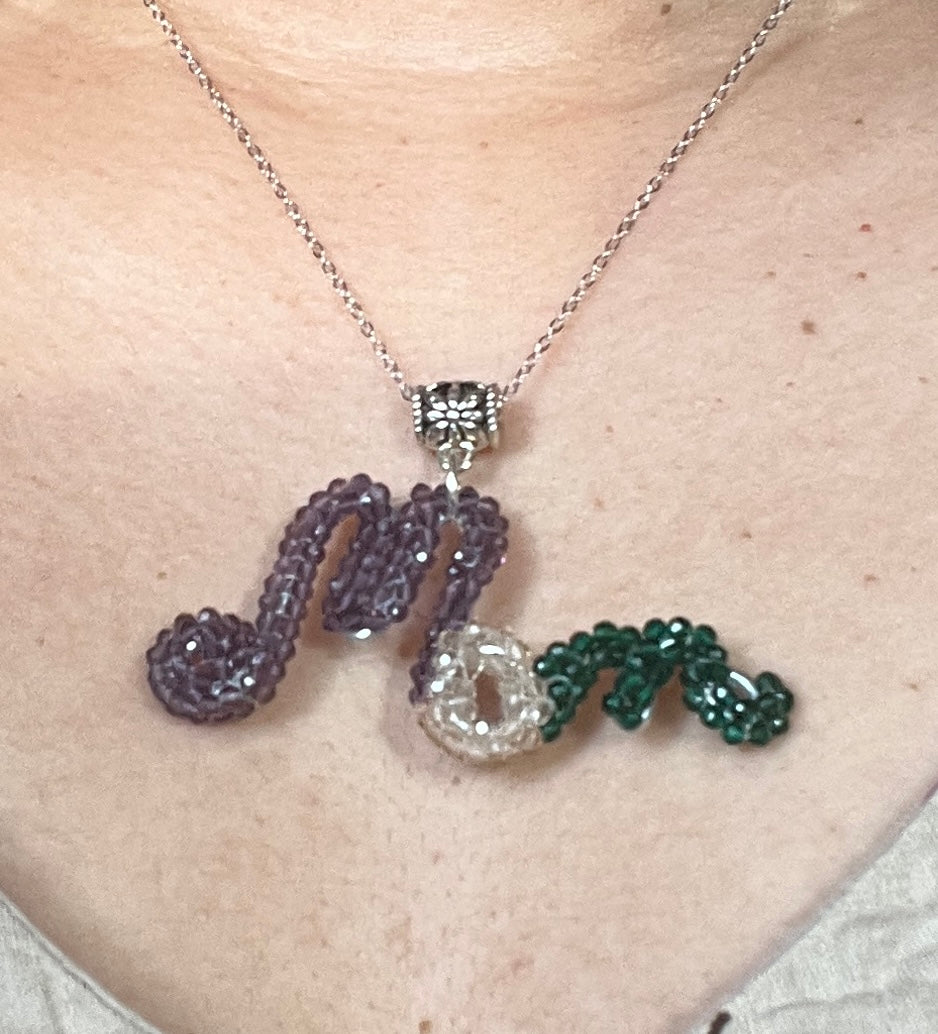 Elegant "Mom" Beaded Pendant
