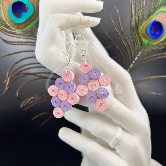 Diamond multiple color Quilling Earrings-QuiseJewels
