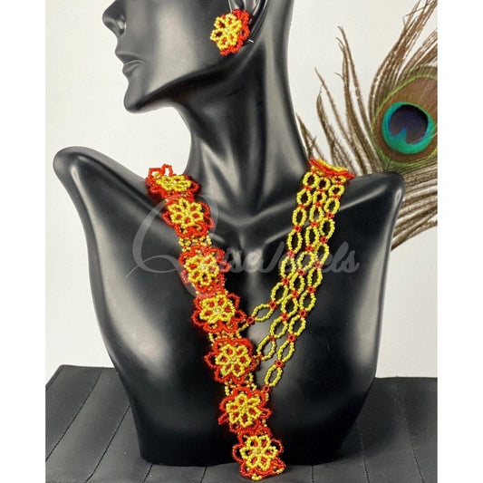 Green and Orange Floral Jewelry