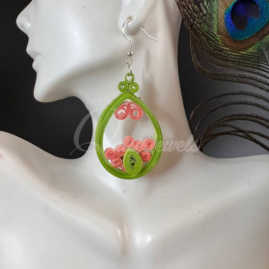 Large Tear Drop Quilling Earrings-QuiseJewels