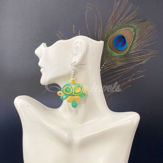 Large multi color Flower Quilling Earrings-QuiseJewels