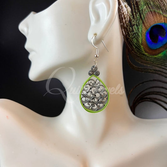 Small Tear Drop Quilling Earrings-QuiseJewels
